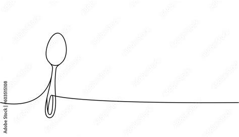 Kitchen Spoon One Line Continuous Drawing Kitchen Tools Continuous One