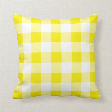 Yellow Gingham Pattern Throw Pillow Zazzle Throw Pillows Plaid