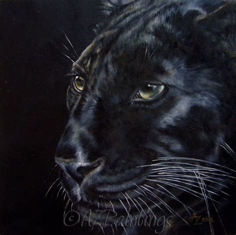 Black As Night Black Panther Leopard Oil Painting By Anne Zoutsos