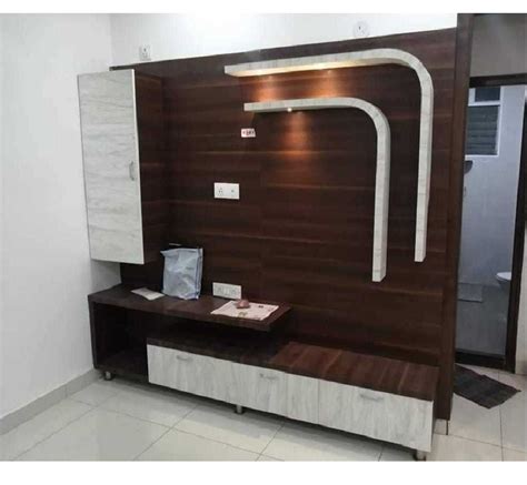 Brown And White Designer Wooden Wall TV Unit For Home At Rs 1400