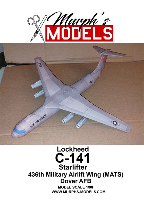 1/98 Lockheed C-141 Starlifter Dover AFB Paper Model - EcardModels