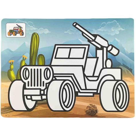 Planse De Razuit Cu Desene Si Nisip Colorat Jeep Militar PPO