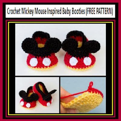 Make These Crochet Mickey Mouse Inspired Baby Booties Free Pattern