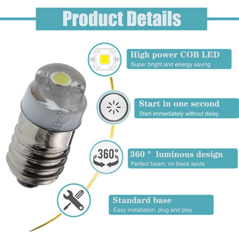 E10 05w Schraubsockel Led Birne 12v 15v 22v 25v 3v Dc Weiß Licht Lampe Ebay