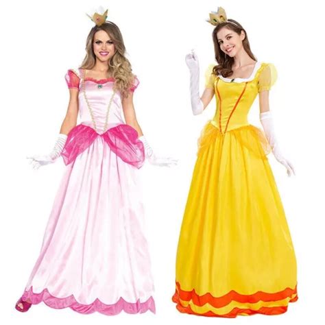 SUPER MARIO PRINCESS Peach Dress Costume Set Women Carnival Cosplay