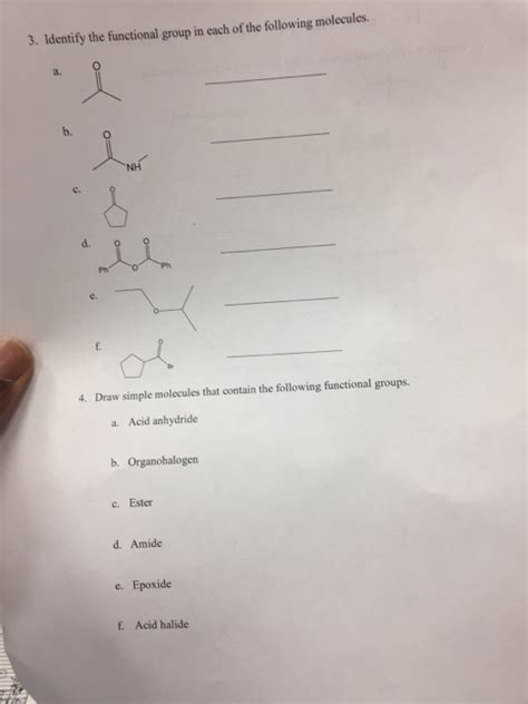 Functional Group Identification Worksheet Key