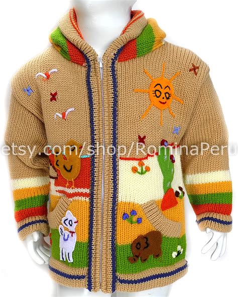 Children's Cardigan Kids Hooded Sweater Knitted Jacket - Etsy