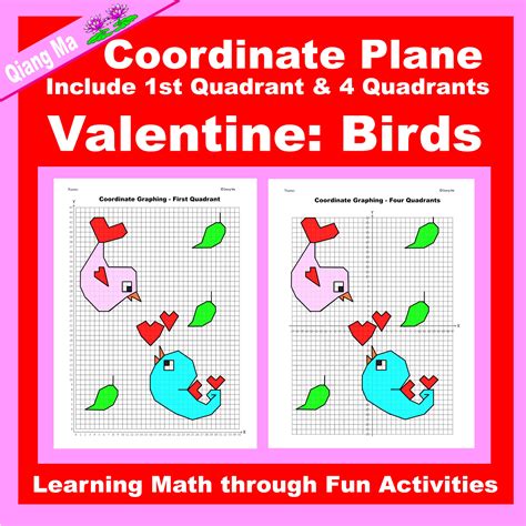 Valentine Coordinate Plane Graphing Picture: Birds | Made By Teachers