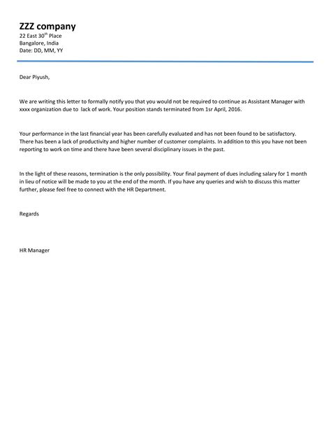 Employment Termination Letter Free Template And Samples