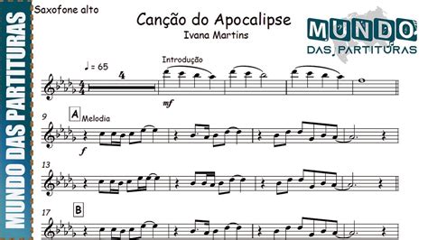 Canção do Apocalipse Ivana MartinsPartitura Melódica Sax Alto Sax