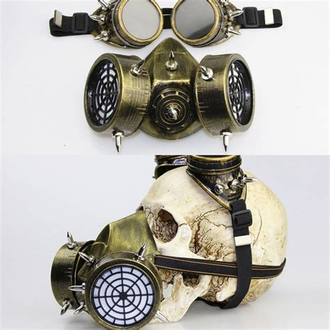 Steampunk Retro Rivets Respirator Gas Cyber Gothic Cosplay Spikes Mask