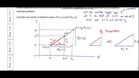 Derivation Of Parametric Equations Of A Line With Example YouTube