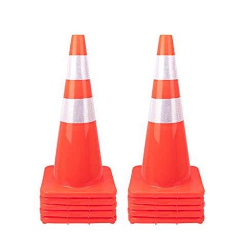 [ 10 Pack ] 28" Traffic Cones PVC Safety Road Parking Cones Weighted Hazard Cones Construction ...