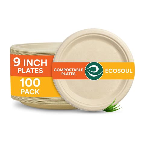 Eco Soul Inch Pack Disposable Bagasse Plates Eco Friendly