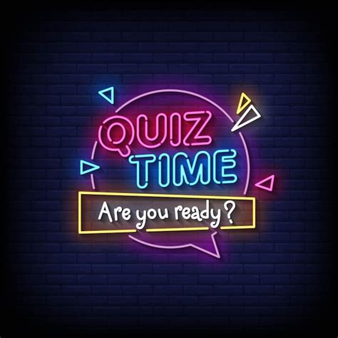 Premium Vector Neon Sign Quiz Time With Brick Wall Background Vector