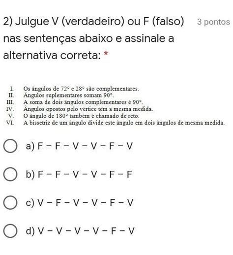 Julgue V Verdadeiro Ou F Falso Nas Senten As Abaixo E Assinale A