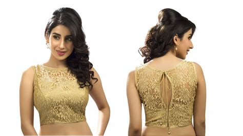 Latest Blouse Designs With Back Neck Images Golden Blouse