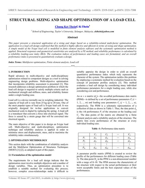 Structural Sizing And Shape Optimisation Of A Load Cell PDF