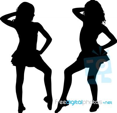 Dancing Silhouette Children Stock Image - Royalty Free Image ID 100124349