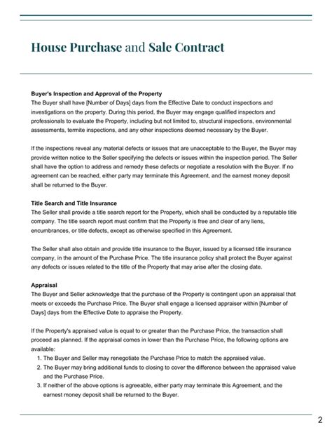 Teal White House Purchase And Sale Contract Template Venngage