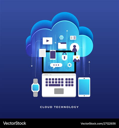 Flat Design Concept Cloud Computing Technology Vector Image