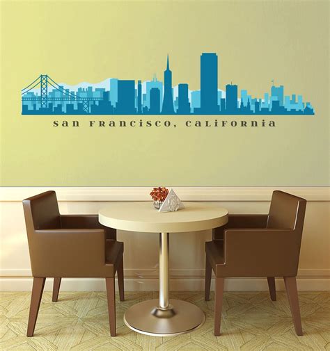 San Francisco Californie Skyline Wall Decal Art Vinyle Amovible Peel N