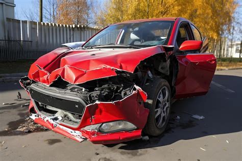 Coche Destruido Tras Un Accidente Accidente De Coche En La Calle Coche