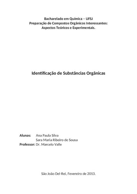 DOC Identificação de substâncias Orgânicas ap DOKUMEN TIPS