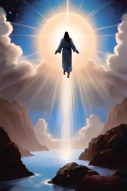 Premium Photo Jesus Christ On The Way To Heaven 3d Illustration