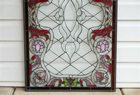 W X H Handcrafted Jeweled Stained Glass Window Panel Ebay