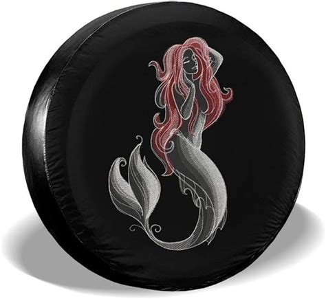 Hitamus Red Hair Mermaid Spare Tire Cover For Jeep Wrangler Rv Suv