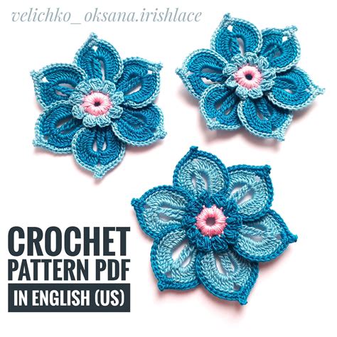 Beautiful Crochet Flower Pattern Lace Flowers Pattern Motifs Floral For Irish Lace Blossom