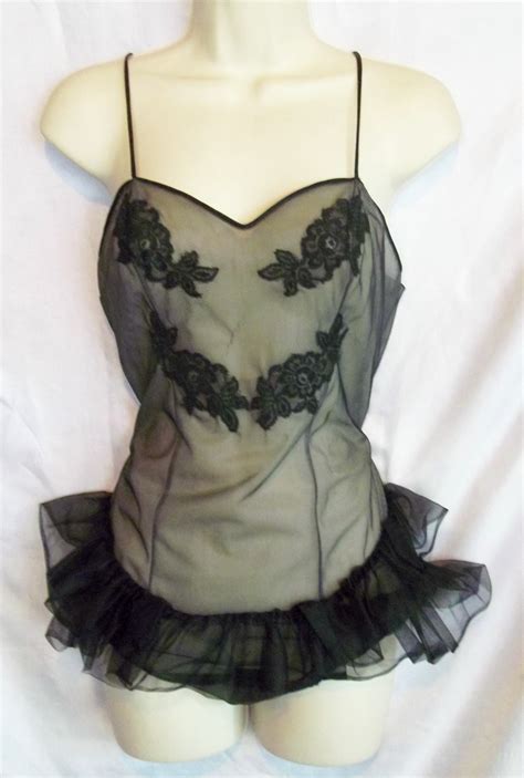 Vintage Lingerie 1960s Black Chiffon Teddy By ReallyCoolClothes
