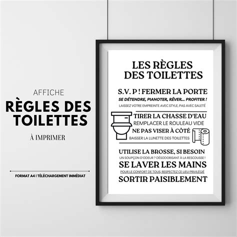 Affiche les règles des toilettes Affiche minimaliste à Etsy France