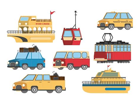 Premium Vector Vehicles Aircrafts And Ship Icons