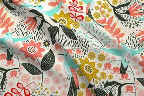 Colorful Fabrics Digitally Printed By Spoonflower Hummingbird