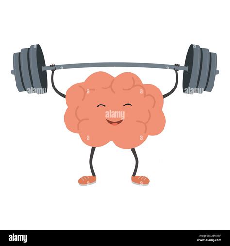 Strong Powerful Brain Holding Heavy Barbell Intelligence Mind