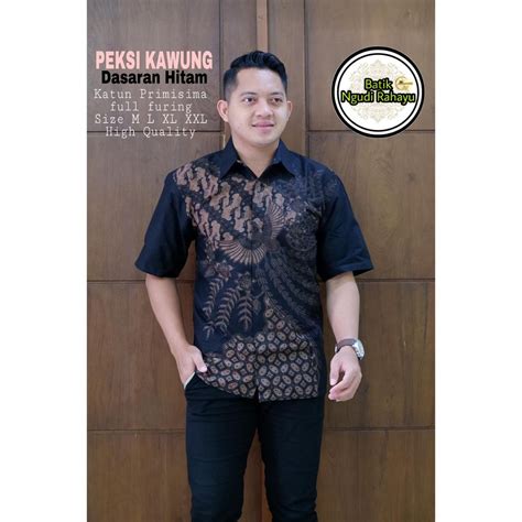 Jual Peksi Kawung ATASAN KEMEJA BAJU BATIK PRIA SOLO LENGAN PENDEK FULL