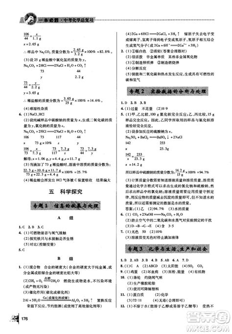 2018年一本必胜中考总复习金版化学参考答案 答案圈