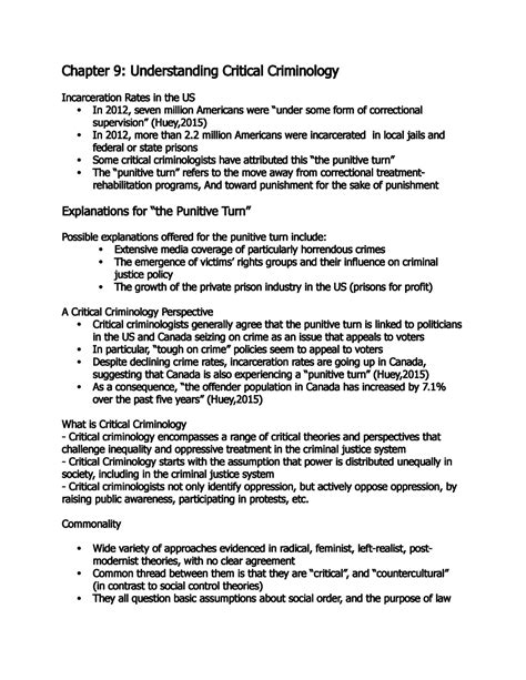 Criminology Lecture Outline Chapter Understanding Critical