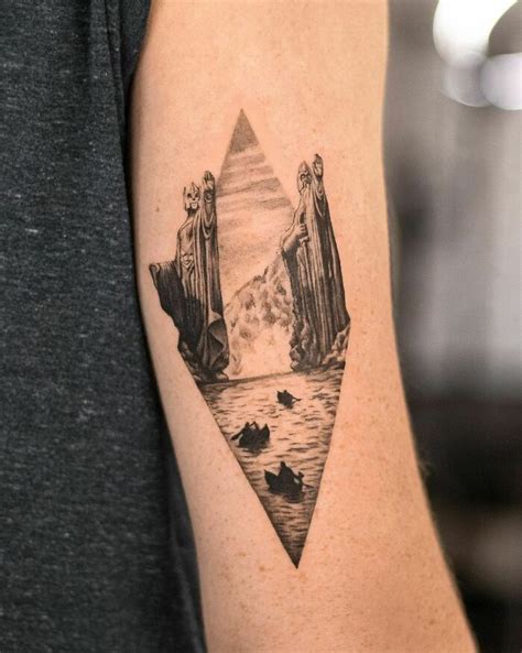 The Gates Of Argonath And The River Anduin Tattoo In 2024 Lord Of The