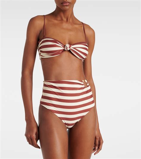 Striped High Rise Bikini Bottoms In Multicoloured Johanna Ortiz