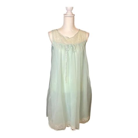 Evette Lingerie Nightgown Robe Set Vintage Green Li Gem