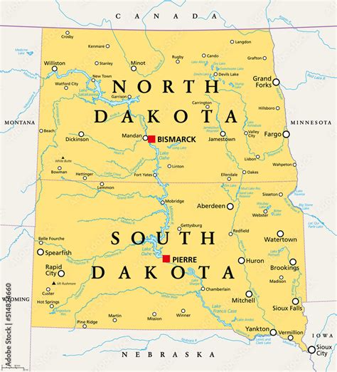 The Dakotas Political Map Collective Term For The U S States Of