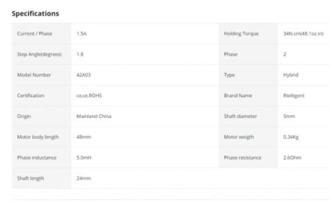 Rtelligent Nema 17 0 34NM 48 1oz In Stepper Motor 48mm 1 5A Stepping