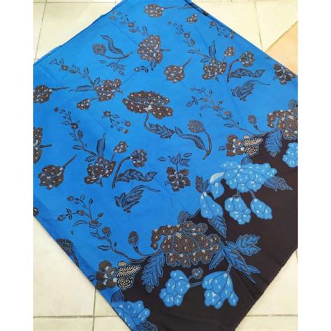 Jual Kain Batik Solo Motif Bunga Kertas Dasar Biru Promissima