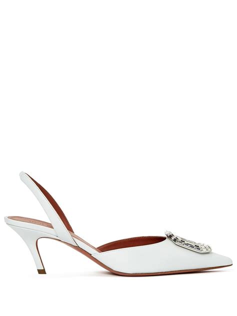 Amina Muaddi Camelia Mm Slingback Pumps In White Modesens