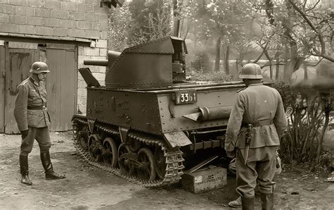 Asisbiz Belgian T 13 Tank Destroyer Is Inspected By German Soldiers