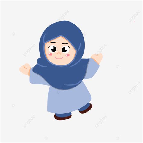 Hand Drawn Illustration Cute Girl Hijab Cartoon Cute Muslim Hijab