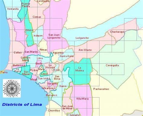 Lima districts map - Map of Lima peru districts (Peru)